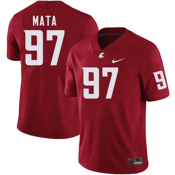 Men #97 Aden Mata Washington State Cougars College Football Jerseys Stitched-Crimson